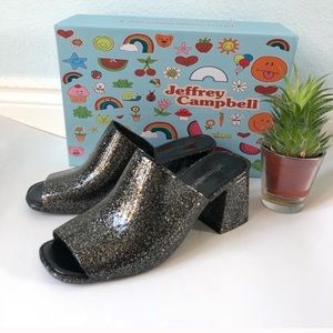 Jeffrey Campbell black glitter jelly shoes never worn